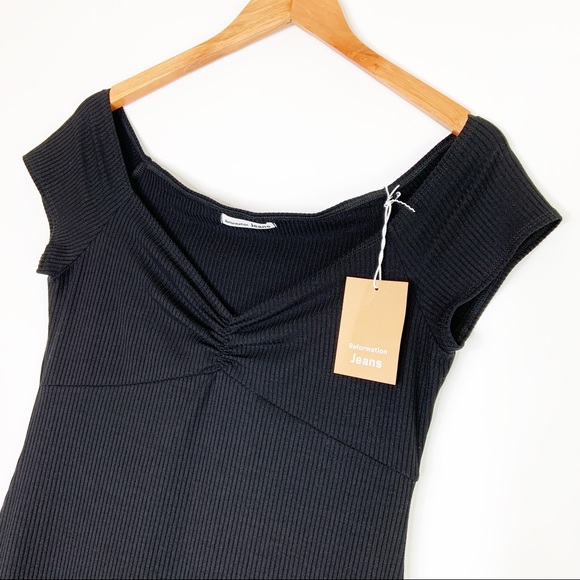 NWT Reformation Black Sweet Mini Dress Size Large - Picture 5 of 8